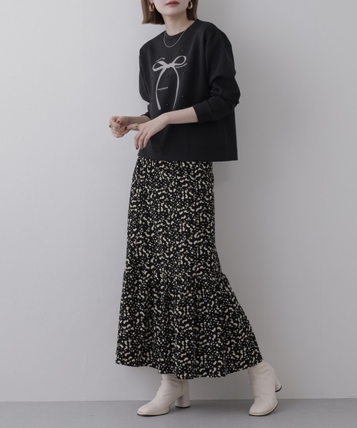 Miunelora(ミューネローラ)の「Miunelora リボンモチーフダンボールプルオーバー 長袖(Tシャツ/カットソー・レディース・アイボリー/モカ・38)」の12枚目の写真