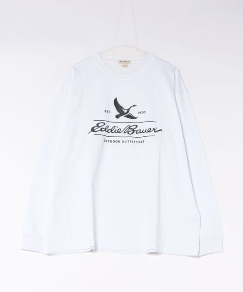 Eddie Bauer(エディーバウアー)の「クラシック ロゴプリント 長袖 Tシャツ(Tシャツ/カットソー・メンズ・グリーン/ネイビー/ホワイト・S/XL/L/M/XXL)」の1枚目の写真