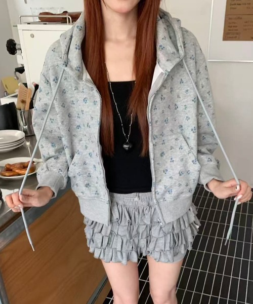 Sibra(シブラ)の「小花柄ジップアップフードパーカー(パーカー・レディース・グレー/ネイビー・M)」の21枚目の写真