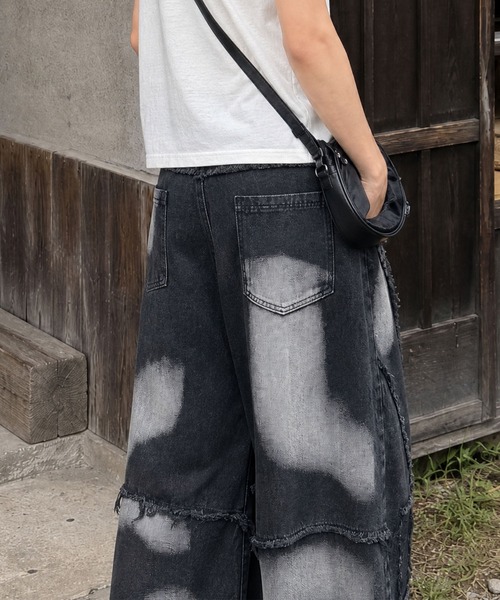 HOOK(フック)の「HOOK ダメージパッチワークワイドデニムパンツ(デニムパンツ・メンズ・ブラック/ライトブルー・M/L/S)」の10枚目の写真