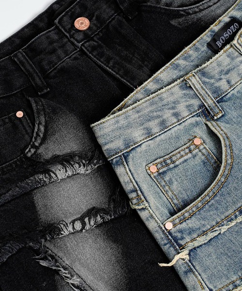 HOOK(フック)の「HOOK ダメージパッチワークワイドデニムパンツ(デニムパンツ・メンズ・ブラック/ライトブルー・M/L/S)」の19枚目の写真