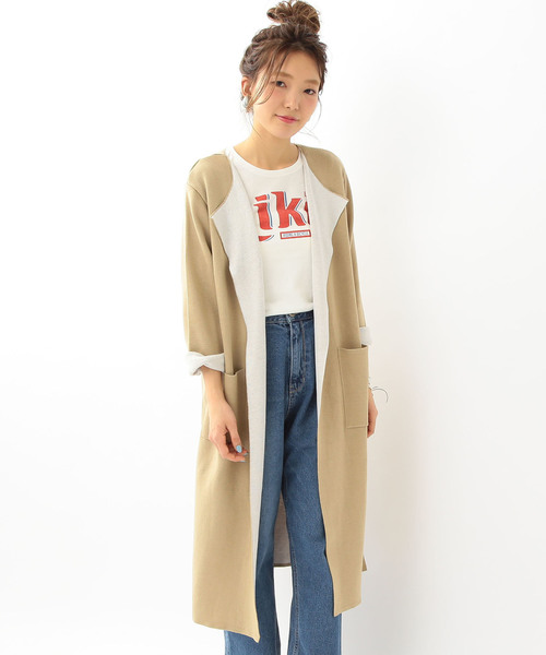 Another Edition(アナザーエディション)の「ノーカラーロングガウン/AEBC N/C LONG GOWN◆(カーディガン/ボレロ・レディース・ライトグレー/ベージュ/ライトブルー・フリー)」の1枚目の写真