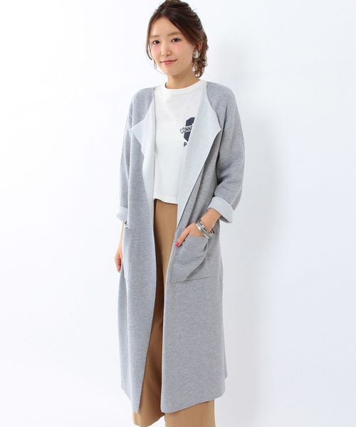 Another Edition(アナザーエディション)の「ノーカラーロングガウン/AEBC N/C LONG GOWN◆(カーディガン/ボレロ・レディース・ライトグレー/ベージュ/ライトブルー・フリー)」の2枚目の写真