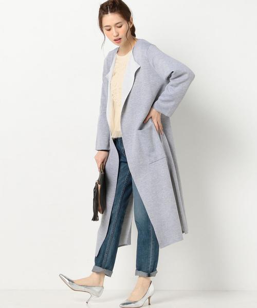 Another Edition(アナザーエディション)の「ノーカラーロングガウン/AEBC N/C LONG GOWN◆(カーディガン/ボレロ・レディース・ライトグレー/ベージュ/ライトブルー・フリー)」の4枚目の写真