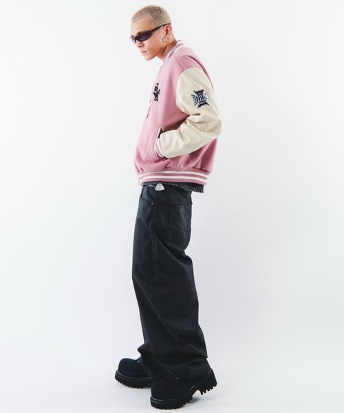 SHORT ROUND(ショートラウンド)の「SHORT ROUND/【26年秋冬新作】メルトンショートワッペンスタジャン(スタジャン・メンズ・ピンク/ブラック・MEDIUM/LARGE)」の9枚目の写真