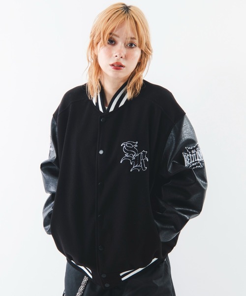 SHORT ROUND(ショートラウンド)の「SHORT ROUND/【26年秋冬新作】メルトンショートワッペンスタジャン(スタジャン・メンズ・ピンク/ブラック・MEDIUM/LARGE)」の22枚目の写真