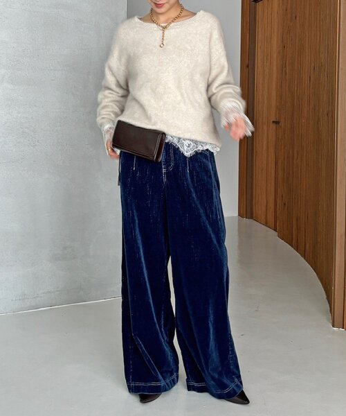 DouDou(ドゥドゥ)の「インディゴ別珍デニム(デニムパンツ・レディース・ネイビー/ブルー・36/38)」の13枚目の写真