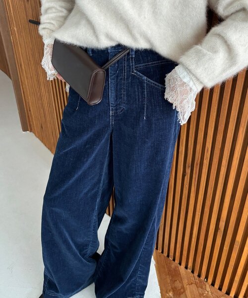 DouDou(ドゥドゥ)の「インディゴ別珍デニム(デニムパンツ・レディース・ネイビー/ブルー・36/38)」の8枚目の写真