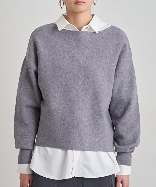 LOUNGEDRESS(ラウンジドレス)の「《セットアップ可》スウェットライクドルマンニット(ニット/セーター・レディース・レッド/グレー/ブラック/ライトベージュ・FREE)」の2枚目の写真