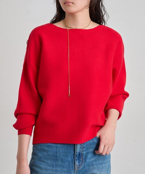 LOUNGEDRESS(ラウンジドレス)の「《セットアップ可》スウェットライクドルマンニット(ニット/セーター・レディース・レッド/グレー/ブラック/ライトベージュ・FREE)」の4枚目の写真
