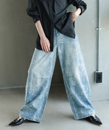 Callarus（カラルス）の「ジャガードワイドカーブデニム〔Callarus〕（デニムパンツ・レディース）」
