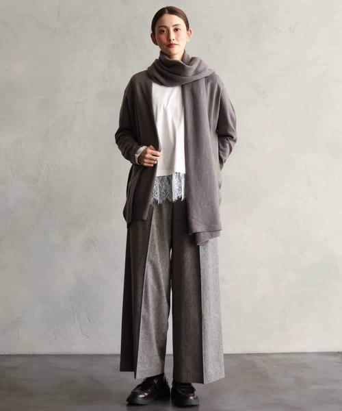 MICHEL KLEIN（ミッシェル・クラン）の「ウール混ツイードワイドパンツ（その他パンツ・レディース・ブラック/チャコールグレー・38）」の11枚目の写真