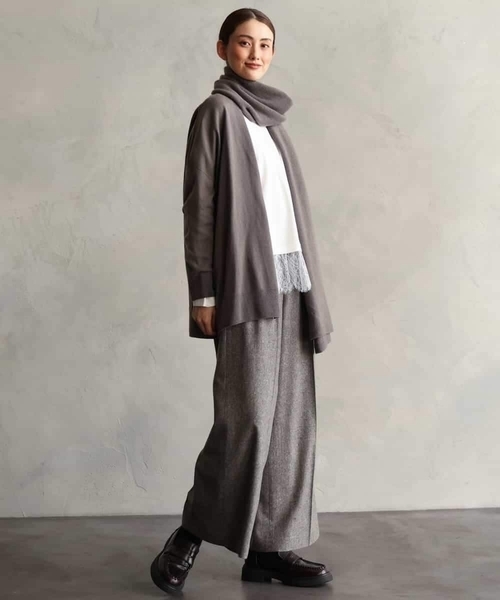 MICHEL KLEIN（ミッシェル・クラン）の「ウール混ツイードワイドパンツ（その他パンツ・レディース・ブラック/チャコールグレー・38）」の12枚目の写真