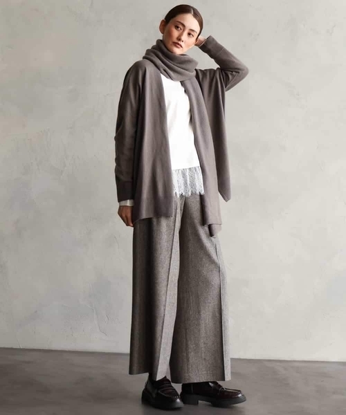 MICHEL KLEIN（ミッシェル・クラン）の「ウール混ツイードワイドパンツ（その他パンツ・レディース・ブラック/チャコールグレー・38）」の13枚目の写真