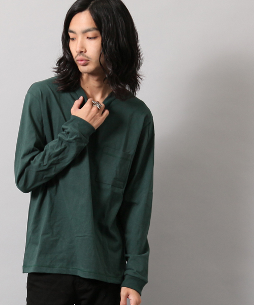 AMERICAN RAG CIE(アメリカンラグシー)の「アメリカンコットン クルーネック 長袖 Tシャツ(Tシャツ/カットソー・メンズ・ホワイト/ベージュ/ダークグリーン/ダークネイビー・1/2/3)」の1枚目の写真