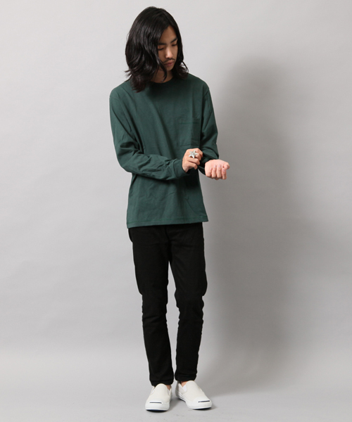 AMERICAN RAG CIE(アメリカンラグシー)の「アメリカンコットン クルーネック 長袖 Tシャツ(Tシャツ/カットソー・メンズ・ホワイト/ベージュ/ダークグリーン/ダークネイビー・1/2/3)」の14枚目の写真