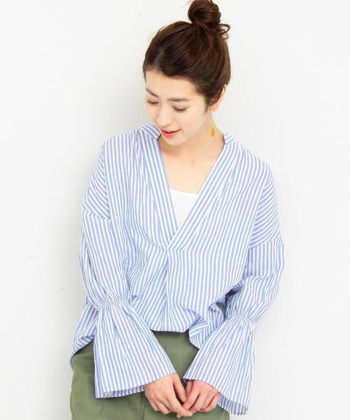 BEAUTY&YOUTH UNITED ARROWS（ビューティーアンドユースユナイテッドアローズ）の「【WEB限定】by ※ドライブレンドスキッパーブラウス -手洗い可能-速乾- ◆（シャツ/ブラウス・レディース・ホワイト/ネイビー/その他1・FREE）」の3枚目の写真
