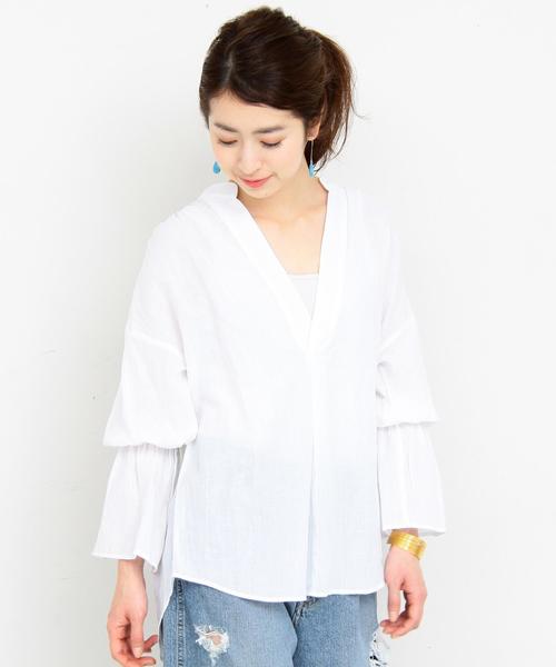 BEAUTY&YOUTH UNITED ARROWS（ビューティーアンドユースユナイテッドアローズ）の「【WEB限定】by ※ドライブレンドスキッパーブラウス -手洗い可能-速乾- ◆（シャツ/ブラウス・レディース・ホワイト/ネイビー/その他1・FREE）」の2枚目の写真