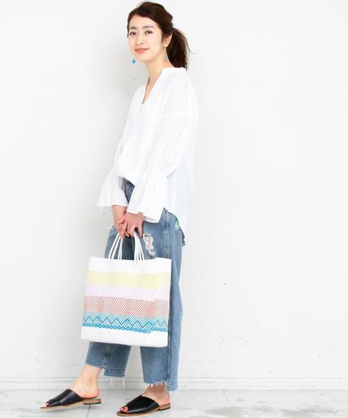 BEAUTY&YOUTH UNITED ARROWS（ビューティーアンドユースユナイテッドアローズ）の「【WEB限定】by ※ドライブレンドスキッパーブラウス -手洗い可能-速乾- ◆（シャツ/ブラウス・レディース・ホワイト/ネイビー/その他1・FREE）」の4枚目の写真