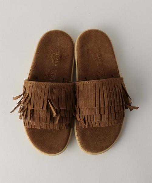29cm  slipperスエード レザー フリンジサンダルスリッパ ISLAND SLIPPER（アイランドスリッパ）の「【別注】＜ISLAND