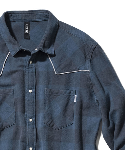 FACTOTUM（ファクトタム）の「【FACTOTUM JEANS】インディゴブロックチェックウエスタンシャツ（シャツ/ブラウス・メンズ・ネイビー/ブルー・48/44/46）」の5枚目の写真