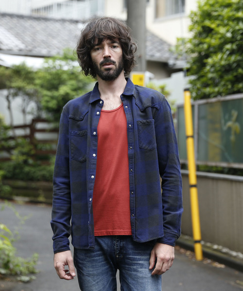 FACTOTUM（ファクトタム）の「【FACTOTUM JEANS】インディゴブロックチェックウエスタンシャツ（シャツ/ブラウス・メンズ・ネイビー/ブルー・48/44/46）」の3枚目の写真