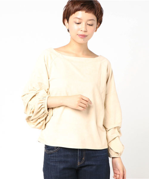 VENCEEXCHANGE(ヴァンスエクスチェンジ)の「タックボリューム袖プルオーバー(Tシャツ/カットソー・レディース・ブラック/パープル/オフホワイト・MEDIUM)」の2枚目の写真