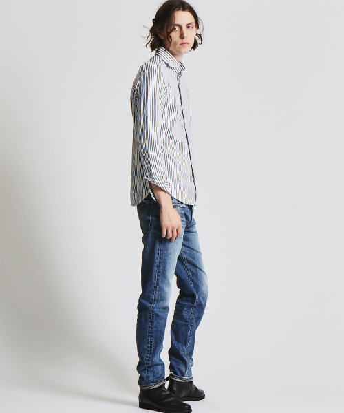 RECENCY OF MINE(リーセンシー オブ マイン)の「【Recency of Mine】COOLMAX 鹿の子ストライプベーシックシャツ(シャツ/ブラウス・メンズ・ネイビー/オフホワイト・48/46/44/50)」の15枚目の写真