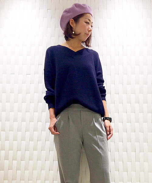 RIVE DROITE（リヴドロワ）の「ウール100ベレー帽（ハンチング/ベレー帽・レディース・グレー/パープル/マスタード/ブラック・FREE）」の6枚目の写真