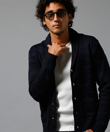 シャドー迷彩ジャガードショールカーディ