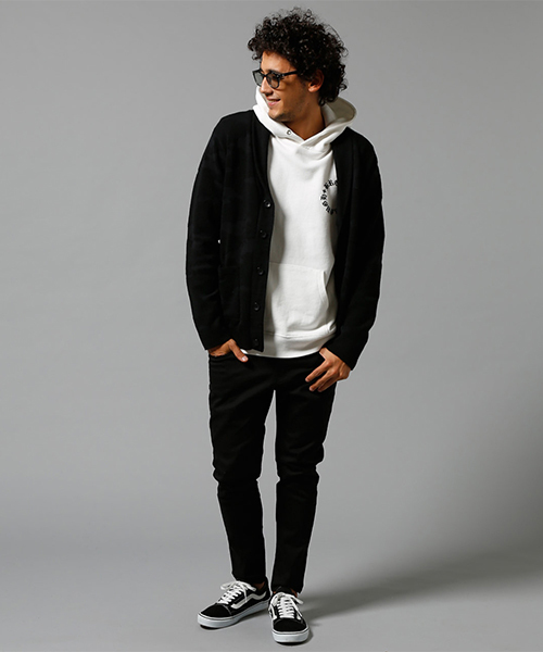 AZUL by moussy（アズールバイマウジー）の「シャドー迷彩ジャガードショールカーディ（カーディガン/ボレロ・メンズ・ブラック/ネイビー・LARGE/MEDIUM/SMALL/X-LARGE/X-SMALL）」の7枚目の写真