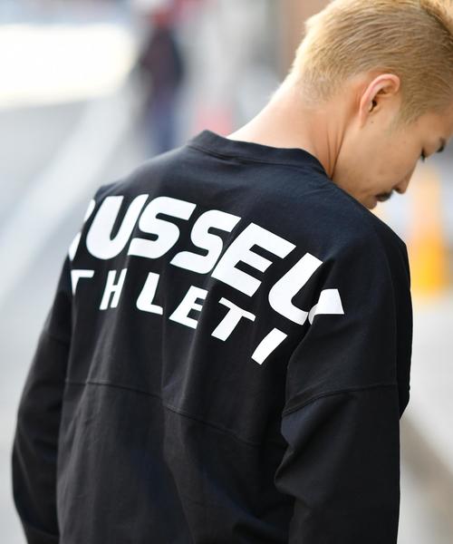RUSSELL(ラッセル)の「【RUSSELL ATHLETIC】別注バットウィングプリントTシャツ(Tシャツ/カットソー・メンズ・ブラック/オフホワイト・M/L/XL)」の1枚目の写真