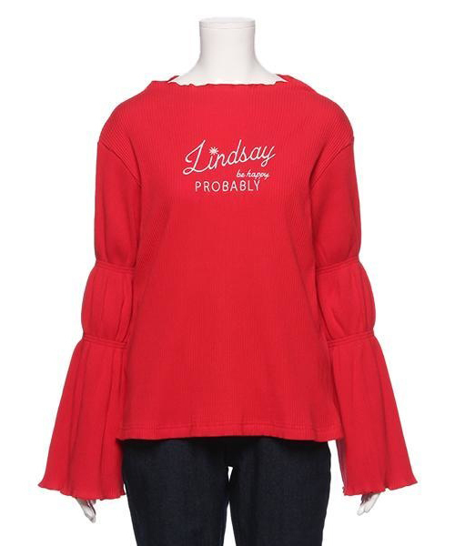 Lindsay(リンジィ)の「キャンディスリーブ テレコ長袖Tシャツ(Tシャツ/カットソー・キッズ・レッド/オフホワイト/サックスブルー・150/160)」の3枚目の写真