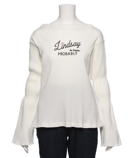 Lindsay(リンジィ)の「キャンディスリーブ テレコ長袖Tシャツ(Tシャツ/カットソー・キッズ・レッド/オフホワイト/サックスブルー・150/160)」の1枚目の写真