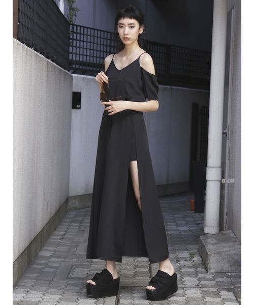 EMODA(エモダ)の「スリットレイヤーマキシワンピース(ワンピース・レディース・ブラック/ベージュ/その他・FREE)」の13枚目の写真