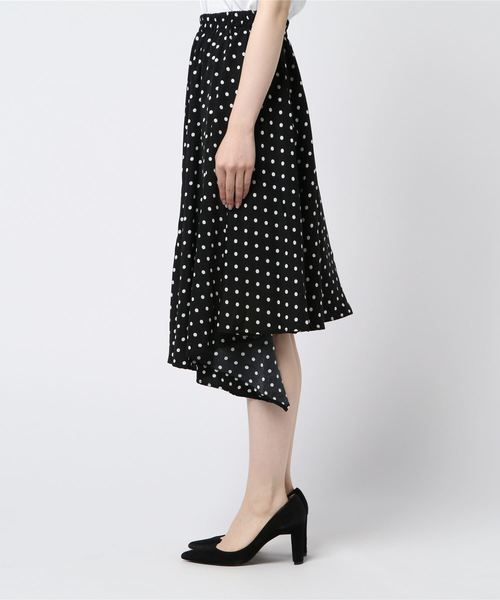 KOBE LETTUCE（コウベレタス）の「ドット柄orストライプ柄イレギュラーヘムミディアム丈フレアスカート レディース ボトムス[M2148]神戸レタス（スカート・レディース・ブラック系その他2/ホワイト系その他/ホワイト系その他2/ブルー系その他・FREE）」の9枚目の写真