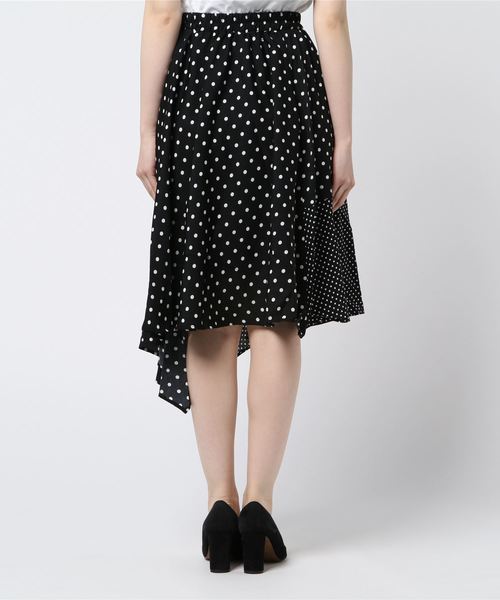 KOBE LETTUCE（コウベレタス）の「ドット柄orストライプ柄イレギュラーヘムミディアム丈フレアスカート レディース ボトムス[M2148]神戸レタス（スカート・レディース・ブラック系その他2/ホワイト系その他/ホワイト系その他2/ブルー系その他・FREE）」の5枚目の写真