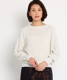 【洗える】ラメ入りラグランニット