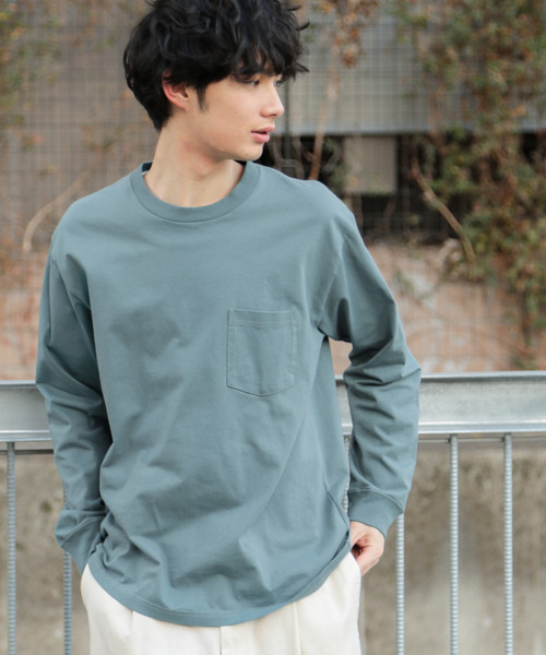 niko and...(ニコアンド)の「USAコットン無地ロンT(Tシャツ/カットソー・メンズ・ホワイト/ネイビー/イエロー/ブルー・MEDIUM/LARGE)」の3枚目の写真