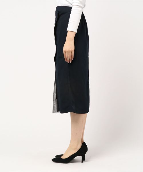 KOBE LETTUCE（コウベレタス）の「裾チュールアシンメトリータイトスカート＊レディース/ボトムス[M2345]神戸レタス（スカート・レディース・ベージュ/ネイビー/カーキ・FREE）」の4枚目の写真