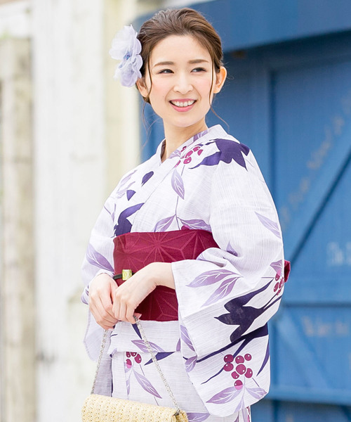 bonheur saisons（ボヌールセゾン）の「浴衣3点セット （浴衣＋帯＋下駄）「bonheur saisons/ボヌールセゾン」（浴衣・レディース・オフホワイト/ホワイト×パープル/ピンク系その他/ホワイト×レッド/ホワイト系その他7/ピンク系その他2/ホワイト×ブルー/ホワイト×ブラック・FREE）」の8枚目の写真