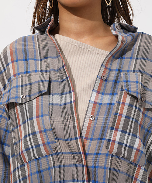 AZUL by moussy(アズールバイマウジー)の「CHECK SHIRT/チェックシャツ(シャツ/ブラウス・レディース・グレー系その他/ホワイト系その他/レッド系その他・FREE)」の14枚目の写真