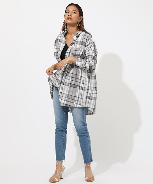 AZUL by moussy(アズールバイマウジー)の「CHECK SHIRT/チェックシャツ(シャツ/ブラウス・レディース・グレー系その他/ホワイト系その他/レッド系その他・FREE)」の10枚目の写真