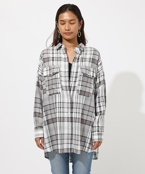 AZUL by moussy(アズールバイマウジー)の「CHECK SHIRT/チェックシャツ(シャツ/ブラウス・レディース・グレー系その他/ホワイト系その他/レッド系その他・FREE)」の9枚目の写真