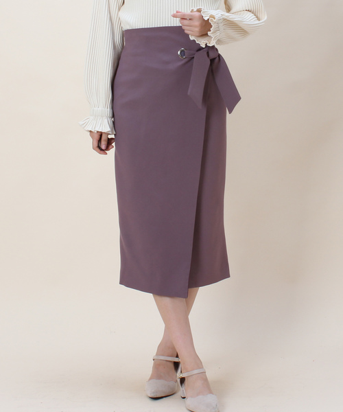 ASTORIA ODIER（アストリアオディール）の「リボン付きラップタイトスカート（スカート・レディース・ブラック/ベージュ/パープル/オレンジ・SMALL/MEDIUM）」の3枚目の写真