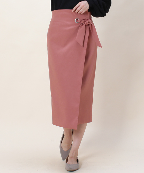 ASTORIA ODIER（アストリアオディール）の「リボン付きラップタイトスカート（スカート・レディース・ブラック/ベージュ/パープル/オレンジ・SMALL/MEDIUM）」の4枚目の写真