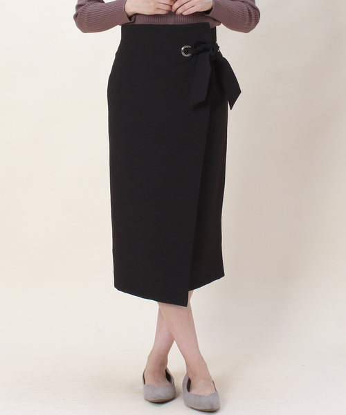 ASTORIA ODIER（アストリアオディール）の「リボン付きラップタイトスカート（スカート・レディース・ブラック/ベージュ/パープル/オレンジ・SMALL/MEDIUM）」の2枚目の写真