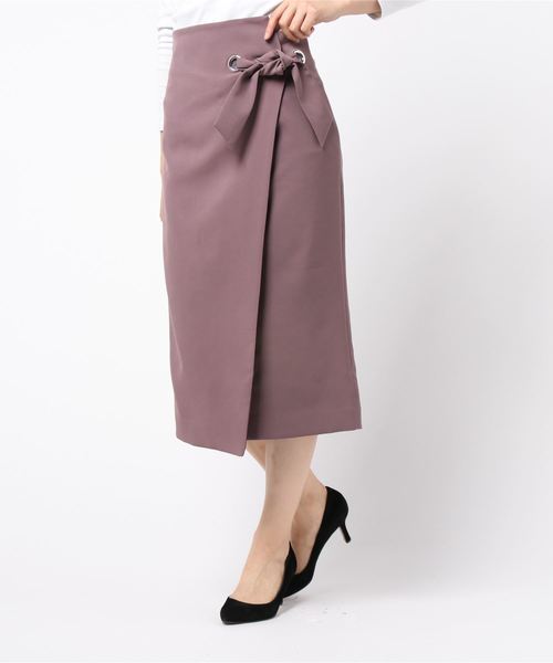 ASTORIA ODIER（アストリアオディール）の「リボン付きラップタイトスカート（スカート・レディース・ブラック/ベージュ/パープル/オレンジ・SMALL/MEDIUM）」の9枚目の写真