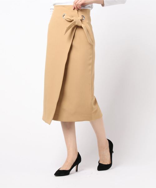 ASTORIA ODIER（アストリアオディール）の「リボン付きラップタイトスカート（スカート・レディース・ブラック/ベージュ/パープル/オレンジ・SMALL/MEDIUM）」の14枚目の写真