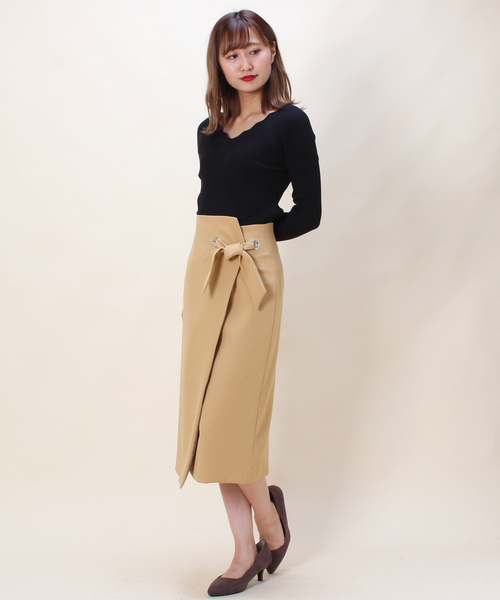 ASTORIA ODIER（アストリアオディール）の「リボン付きラップタイトスカート（スカート・レディース・ブラック/ベージュ/パープル/オレンジ・SMALL/MEDIUM）」の16枚目の写真